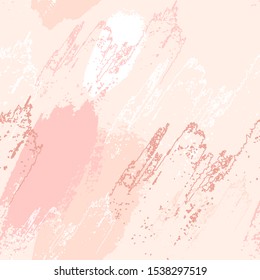 Padrão abstrato contínuo. Rosa, pêssego, branco, pinceladas em pó, manchas em um fundo nu.  Fundo desenhado à mão do vetor.