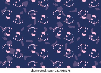 Seamless abstract pattern with pink spots on dark background. Eps10