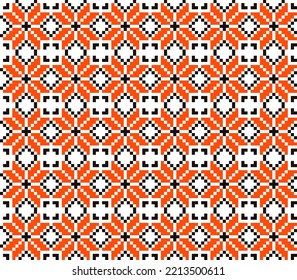 Seamless abstract pattern. Pixel art. Vector cross stitch illustration