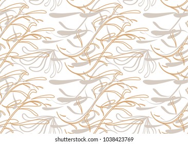 Seamless abstract pattern with plant illustration, print for textiles