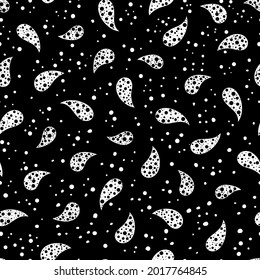 Seamless abstract pattern in polka dot style. Simple black and white print for textiles and paper. Vector illustration.