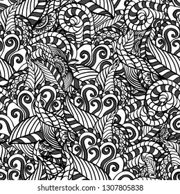 Seamless abstract pattern for printing on fabric or paper. Hand drawn background.