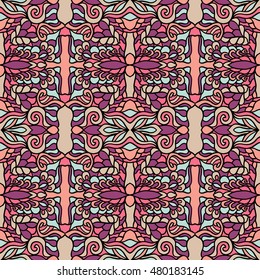 Seamless abstract pattern for printing on fabric or paper. Hand drawn background.