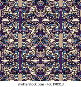 Seamless abstract pattern for printing on fabric or paper. Hand drawn background.