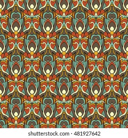Seamless abstract pattern for printing on fabric or paper. Hand drawn background.