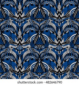 Seamless abstract pattern for printing on fabric or paper. Hand drawn background.