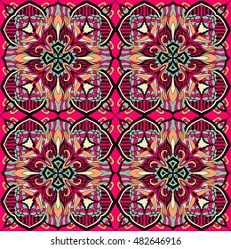 Seamless abstract pattern for printing on fabric or paper. Hand drawn background.