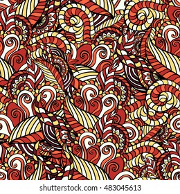 Seamless abstract pattern for printing on fabric or paper. Hand drawn background.