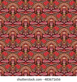 Seamless abstract pattern for printing on fabric or paper. Hand drawn background.