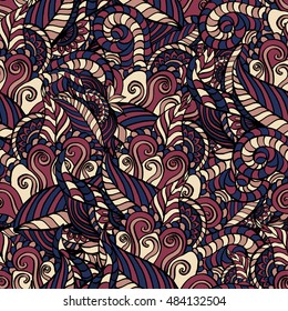 Seamless abstract pattern for printing on fabric or paper. Hand drawn background.