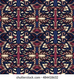 Seamless abstract pattern for printing on fabric or paper. Hand drawn background.