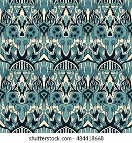 Seamless abstract pattern for printing on fabric or paper. Hand drawn background.