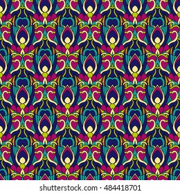 Seamless abstract pattern for printing on fabric or paper. Hand drawn background.