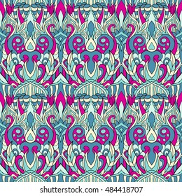 Seamless abstract pattern for printing on fabric or paper. Hand drawn background.