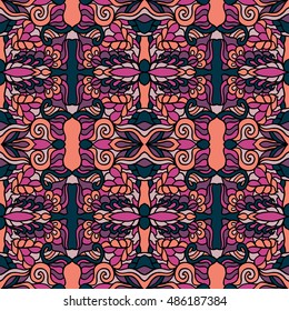 Seamless abstract pattern for printing on fabric or paper. Hand drawn background.