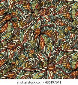 Seamless abstract pattern for printing on fabric or paper. Hand drawn background.