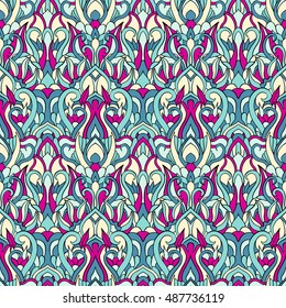 Seamless abstract pattern for printing on fabric or paper. Hand drawn background.