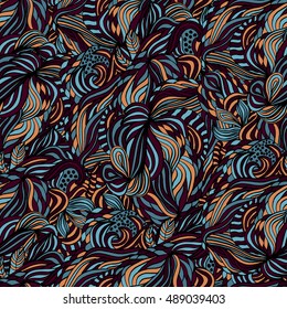 Seamless abstract pattern for printing on fabric or paper. Hand drawn background.