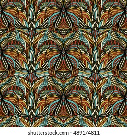 Seamless abstract pattern for printing on fabric or paper. Hand drawn background.