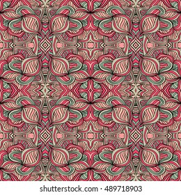 Seamless abstract pattern for printing on fabric or paper. Hand drawn background.