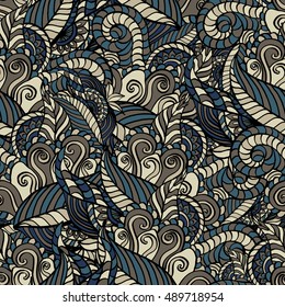 Seamless abstract pattern for printing on fabric or paper. Hand drawn background.