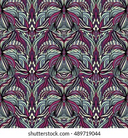 Seamless abstract pattern for printing on fabric or paper. Hand drawn background.