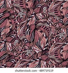 Seamless abstract pattern for printing on fabric or paper. Hand drawn background.