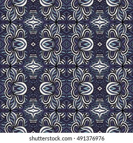 Seamless abstract pattern for printing on fabric or paper. Hand drawn background.