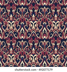Seamless abstract pattern for printing on fabric or paper. Hand drawn background.