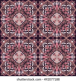 Seamless abstract pattern for printing on fabric or paper. Hand drawn background.