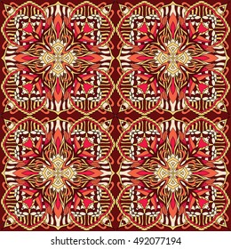 Seamless abstract pattern for printing on fabric or paper. Hand drawn background.