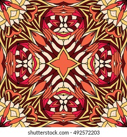 Seamless abstract pattern for printing on fabric or paper. Hand drawn background.