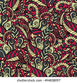 Seamless abstract pattern for printing on fabric or paper. Hand drawn background.