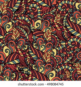Seamless abstract pattern for printing on fabric or paper. Hand drawn background.