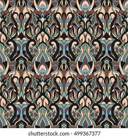 Seamless abstract pattern for printing on fabric or paper. Hand drawn background.