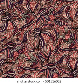Seamless abstract pattern for printing on fabric or paper. Hand drawn background.