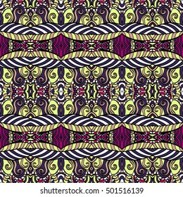 Seamless abstract pattern for printing on fabric or paper. Hand drawn background.