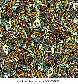 Seamless abstract pattern for printing on fabric or paper. Hand-drawn background.