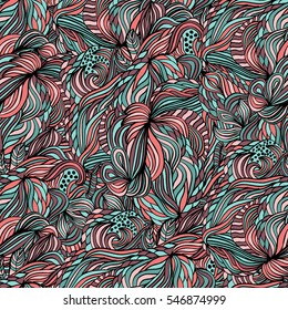 Seamless abstract pattern for printing on fabric or paper. Hand drawn background.