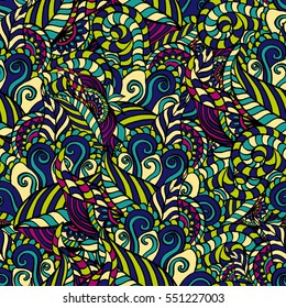 Seamless abstract pattern for printing on fabric or paper. Hand drawn background.