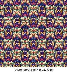Seamless abstract pattern for printing on fabric or paper. Hand drawn background.