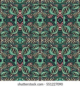 Seamless abstract pattern for printing on fabric or paper. Hand drawn background.
