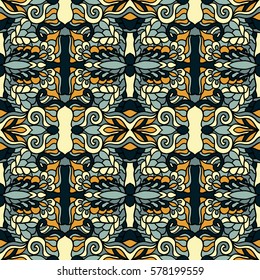 Seamless abstract pattern for printing on fabric or paper. Hand drawn background.