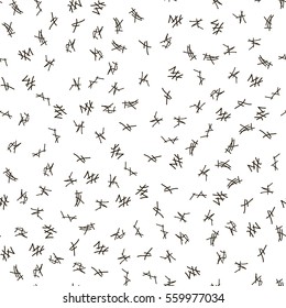 Seamless abstract pattern of psychedelic and fantastic elements and hieroglyph. Vector illustration.