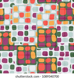 Seamless abstract pattern. Random variation. Uneven squares. Grid on the surface.