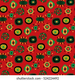 Seamless abstract pattern with a red background