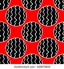 Seamless abstract pattern. Red, black, and white color. Vector illustration