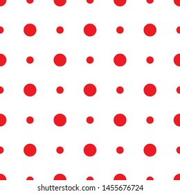 Seamless abstract pattern of red circles and dots on white background. Kaleidoscope background. Bright wallpaper, good for printing. Summer Vector illustration.
