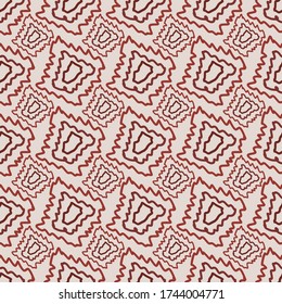 Seamless abstract pattern. Red colors. Hand drawn vector background. Trendy textile, fabric, wrapping, wallpaper.