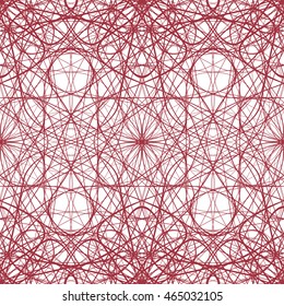 Seamless abstract pattern with red guilloche ornament isolated on white (transparent) background. Vector illustration eps